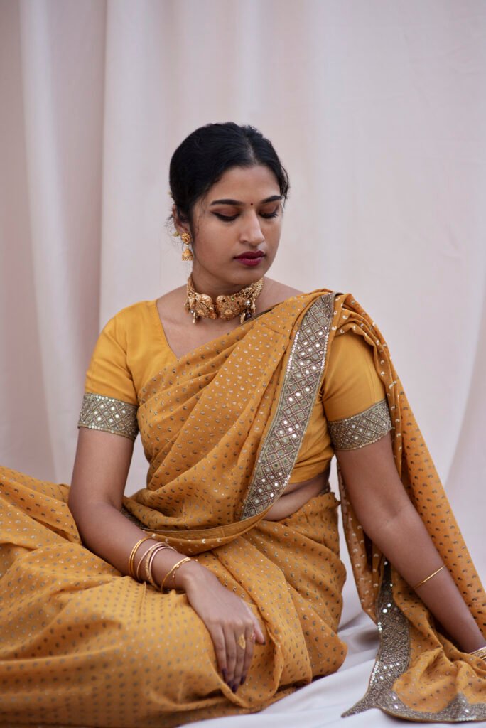 portrait beautiful woman wearing traditional sari garment